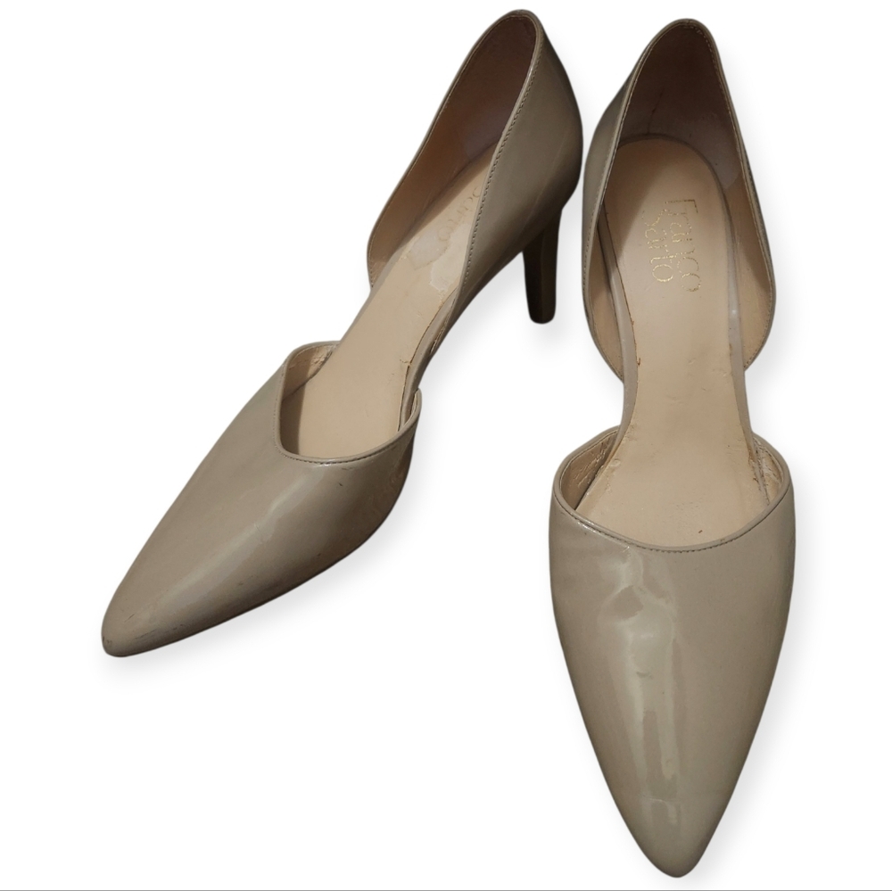 Franco Sarto Womens Patent and Leather Heels Size 8 Heel 3.5" Nude